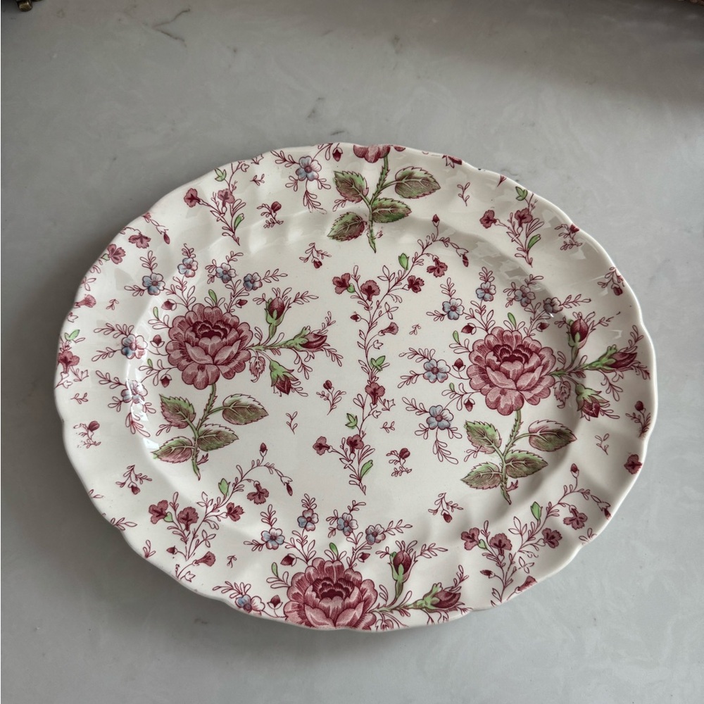 Vintage Johnson Bros. Rose Chintz Large Oval Serving Plate  Made In England